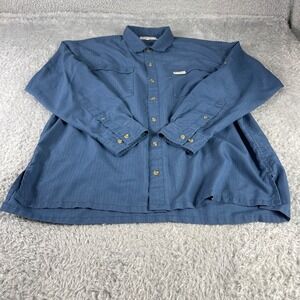 Columbia Sportswear Button Up Shirt Mens L Blue Rayon Blend Outdoor